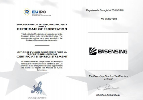 北微传感荣获欧盟商标注册证书